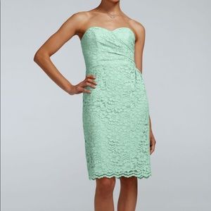 David’s Bridal Short Strapless Lace All Over dress